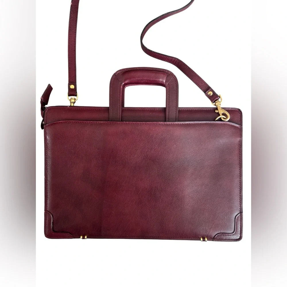 Vintage Mark Phillip top grain leather luxury Burgundy Leather Briefcase